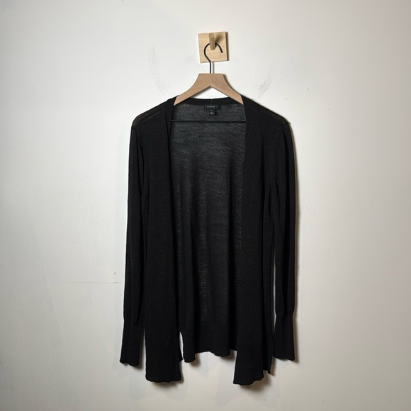 Halogen Cardigan Sweater Womens Black Linen Blend Long Open Front Size M - Picture 1 of 7